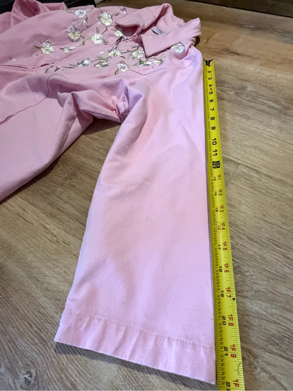 Quacker Factory Pink Embroidered Floral Rhinestone Heart Teddy Jacket - Picture 7 of 7